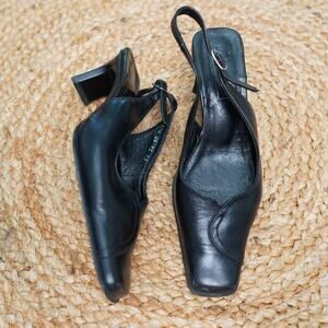 Marco Leather Slingback Heels Black EU 35